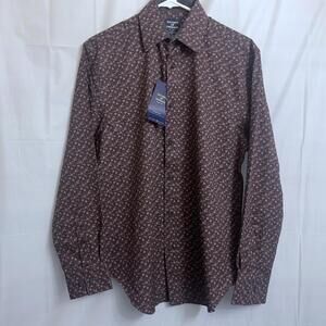 New with Tags Society of Threads Button Up Shirt Men's Small Slim Brown Floral